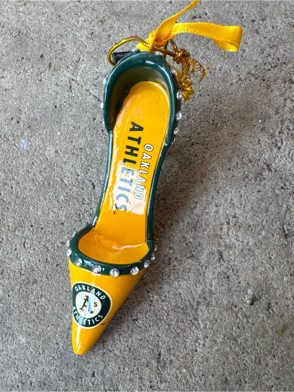 Oakland Athletics Yellow & Green High Heel Christmas Ornament